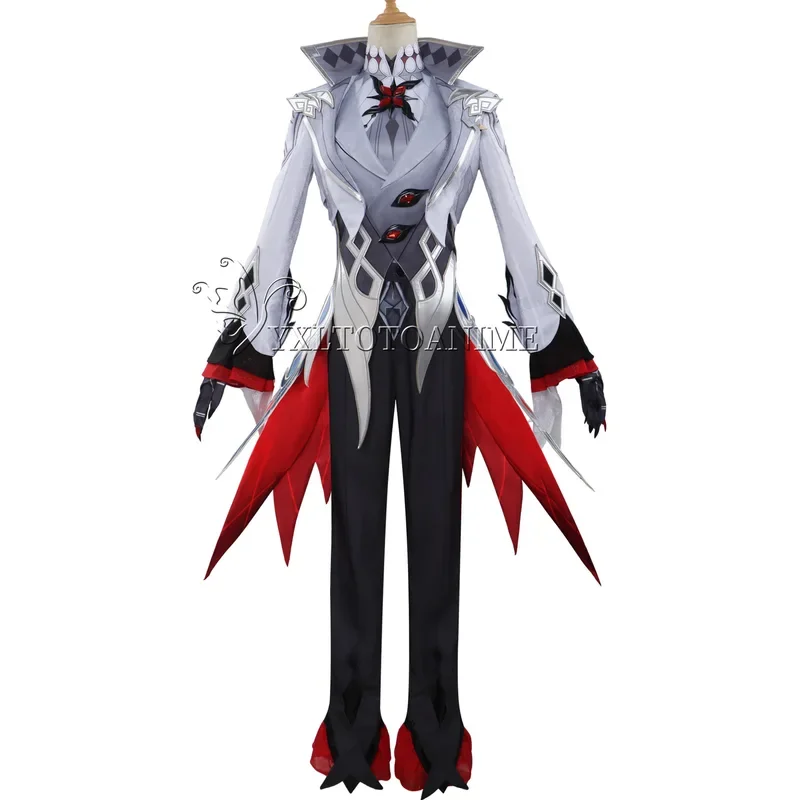 Новая версия Harlequin Косплей Костюм Genshin Impact Fatui The Knave Uniform Eleven Fatui Harbingers Arlecchino Outfit