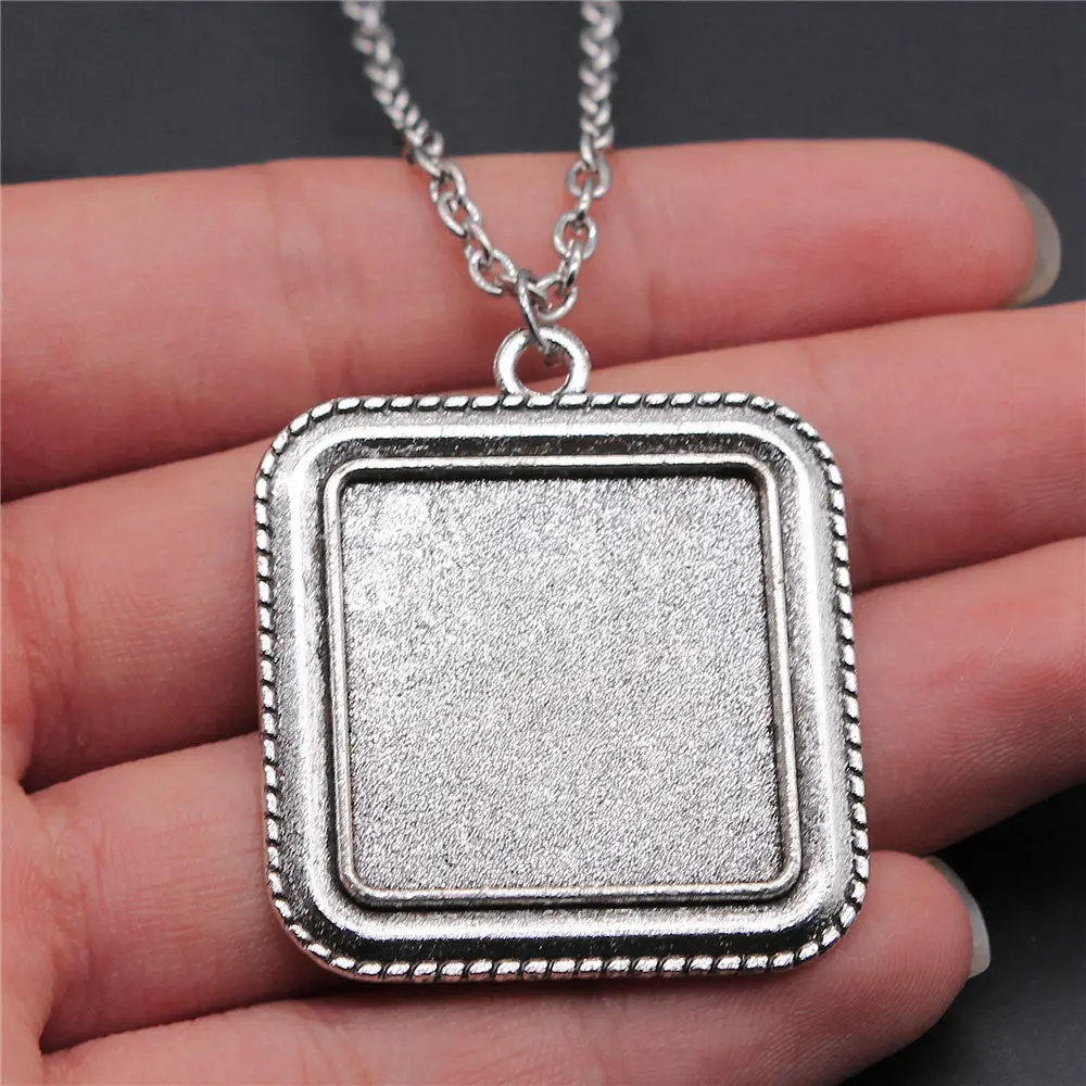 Necklace Women Fit Round 25Mm Silver Color Glass Cabochon Base Setting Tray Accesories For You Jewelry Tools