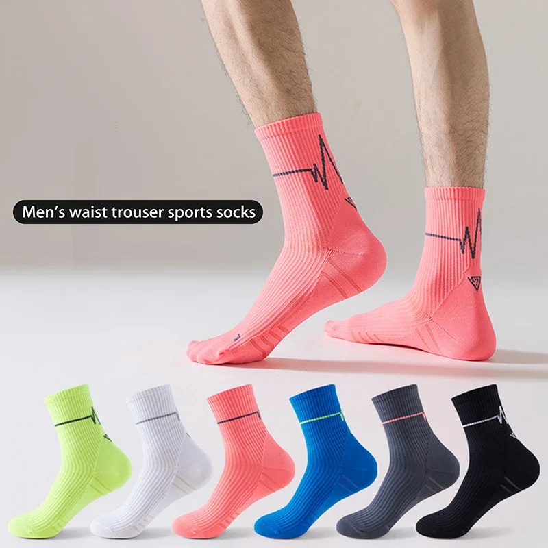 1/3 쌍 전문 러닝 양말 남성 여성 마라톤 화이트 라인 사이클링 양말 남성 레이디 스포츠 러닝 스포츠 양말