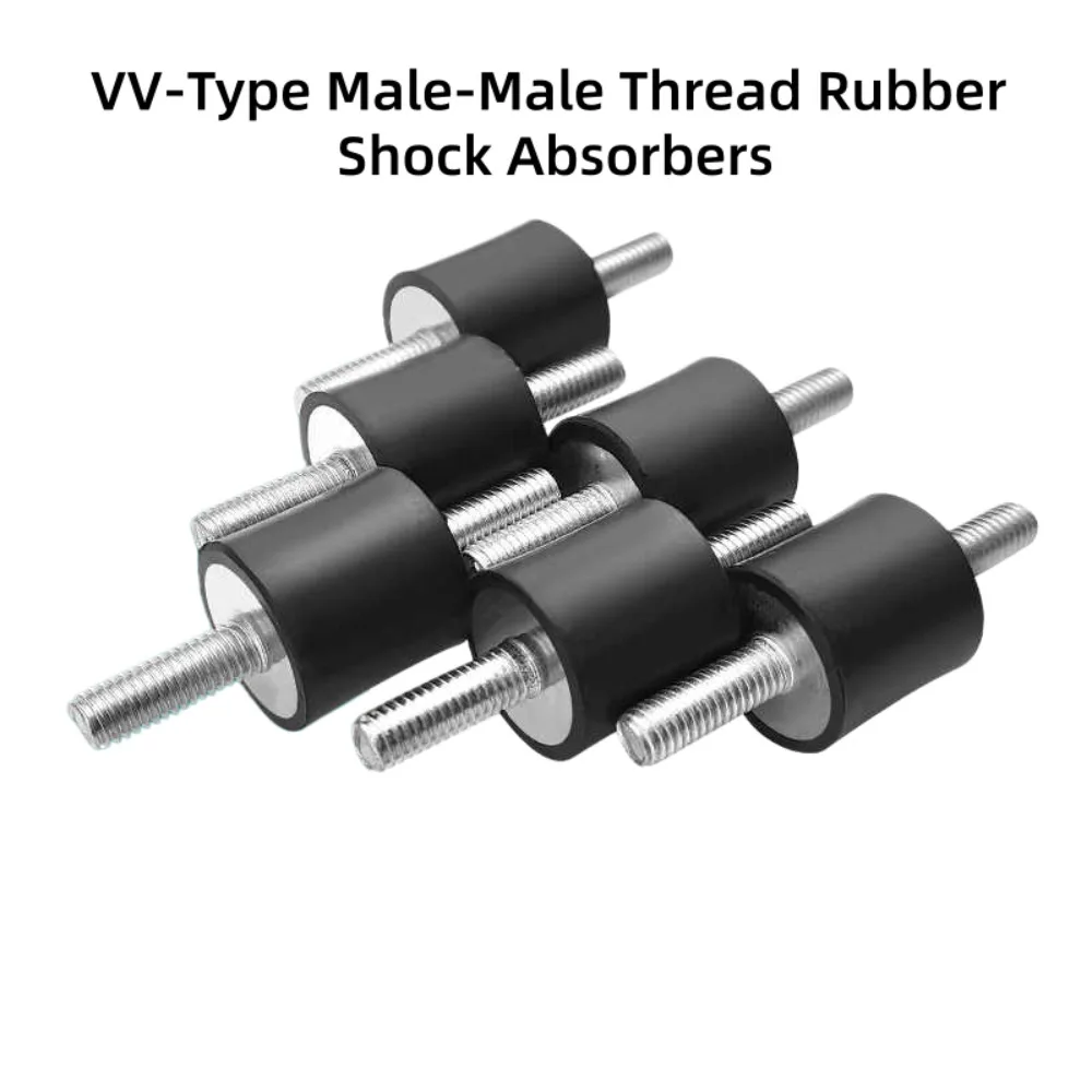 VV-Type Rubber Shock Absorber Mounts, M3/M4/M5/M6/M8 Double Head Studs, 8-40mm Diameter Anti-Vibration Isolators for Motors