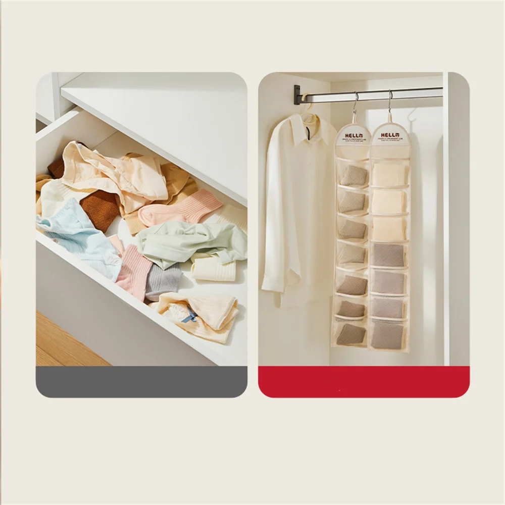 1 Piece Underwear Storage Hanging Bag Hanging Type Socks Underwear Storage Bag Wardrobe Layered Artifact Door Rear Hanging Rac