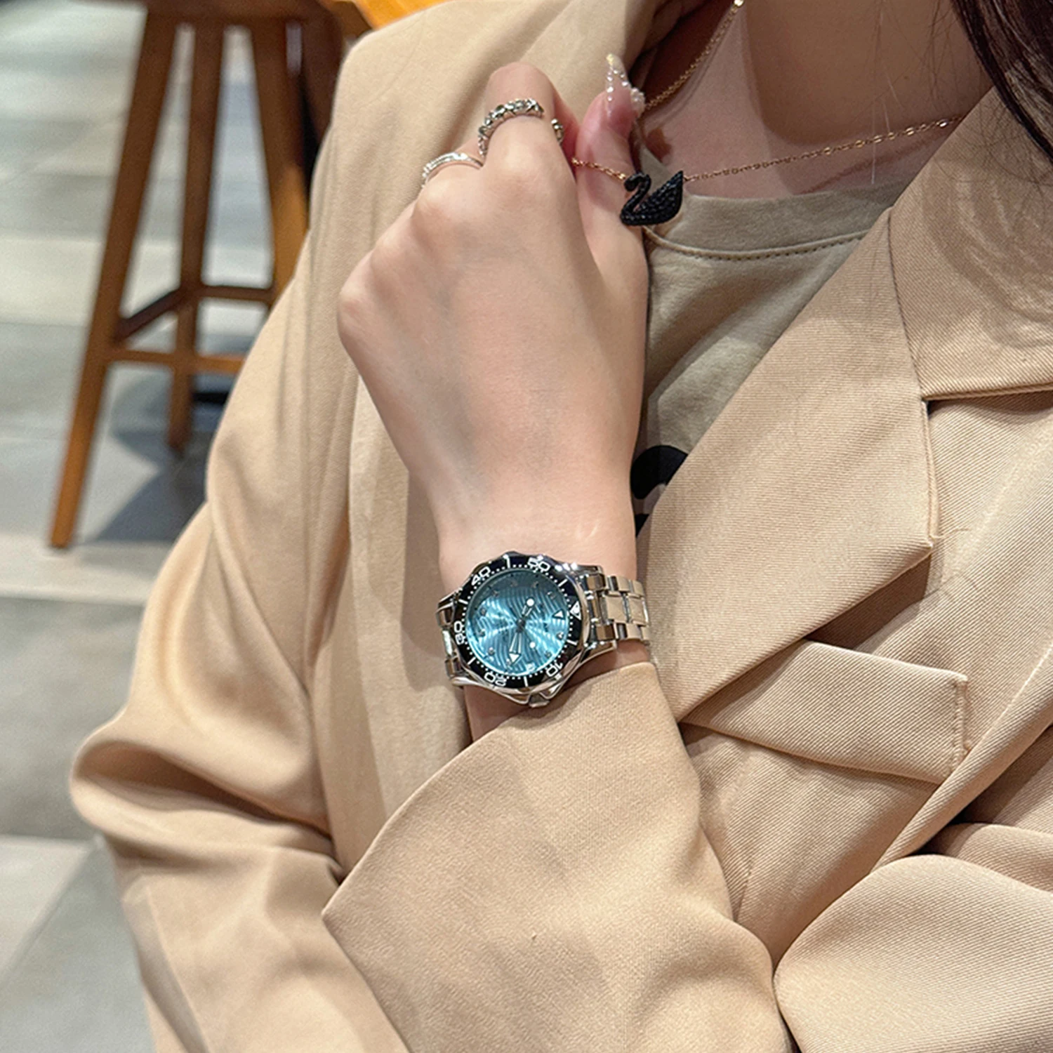X-GEAR Women's New Watch Fully Automatic Mechanical Watch Light Luxury Temperament Waterproof Watch for Women