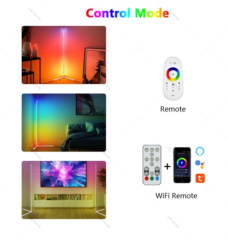 Tuya RGB Floor Lamp 200cm White Smart APP Remote Control Modern Corner Floor Light Atmospheric Festival LED Stand Lighting