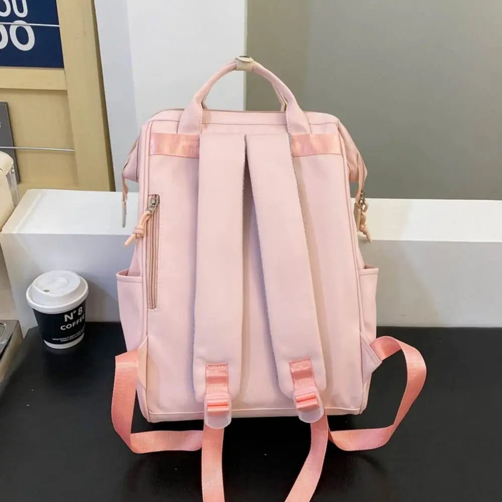 Adjustable Large Capacity Backpack Korean Style Anti-splash Water Casual Nylon Daypack Soft Contrast Color Women School Bag