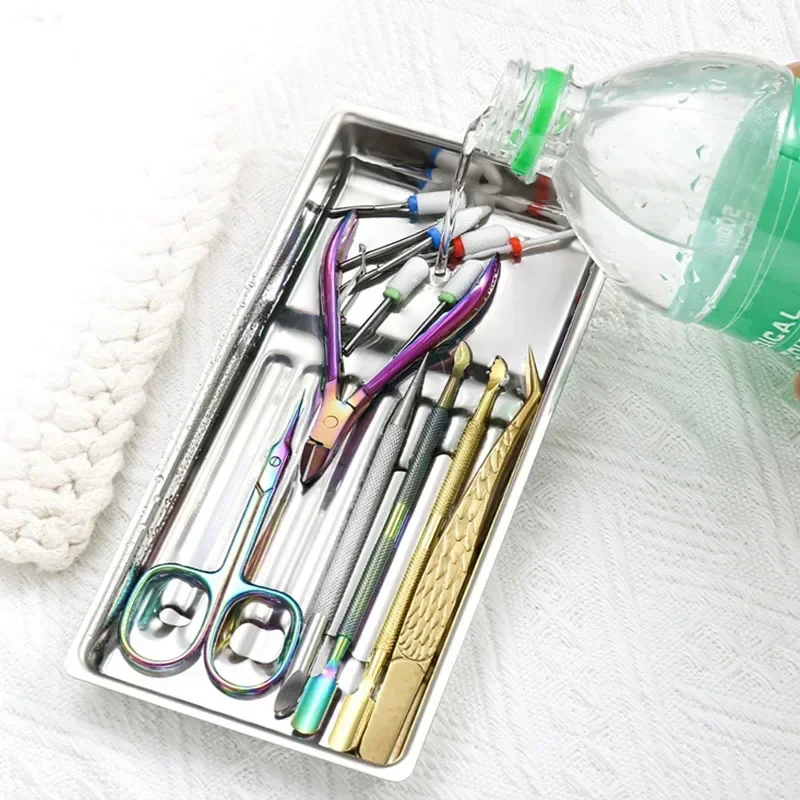 Stainless Steel Dental Medical Tray Disinfection Surgical Storage Plate Dentist Lab Instrument Tray Place Box For Tattoo Medical view 3