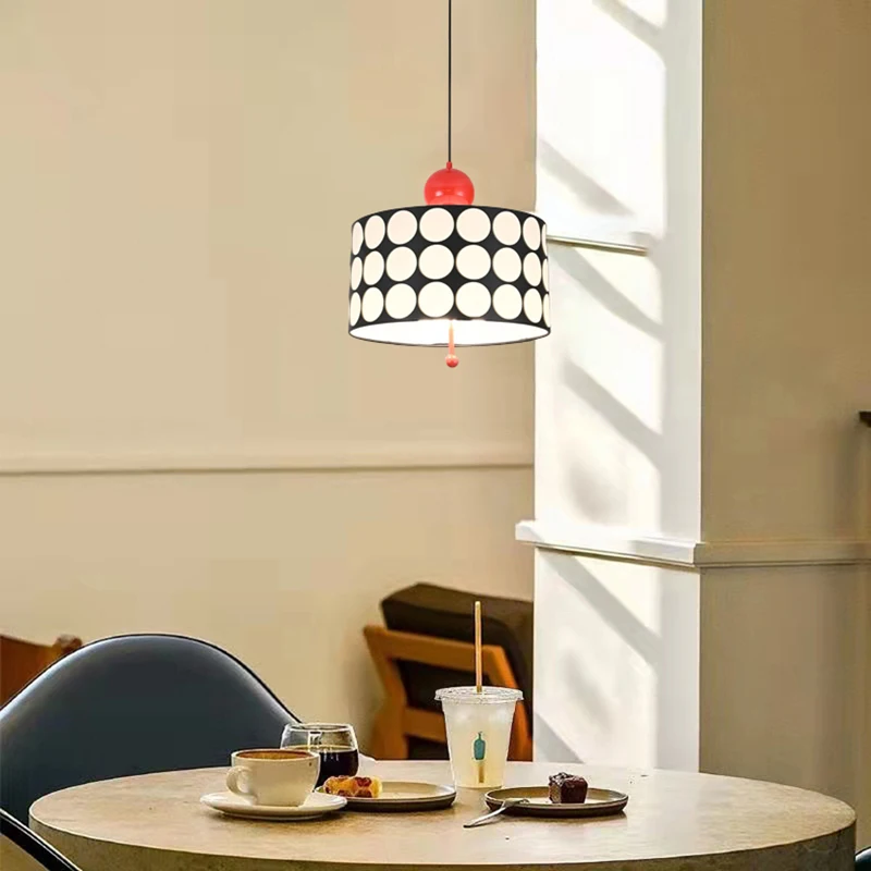 

Modern E27 Bulb Pendant Lamp Art Decor Dining Room Kitchen Chandelier Cylindrical Metal Red Ball Dropshipping Lighting Fixtures