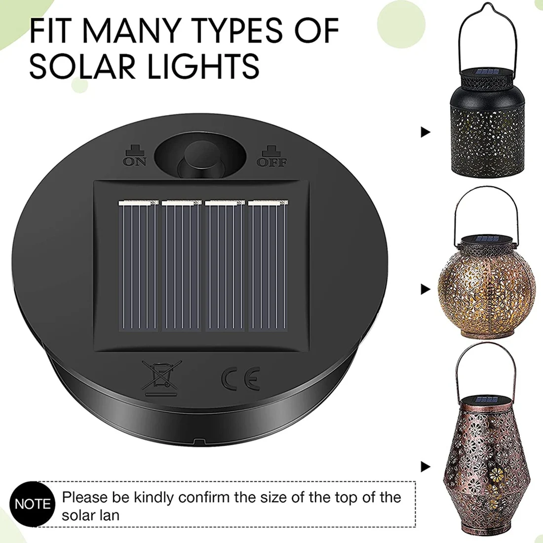 Sostituzione delle luci solari da 6 pezzi Top 7 parti della lanterna solare luci del coperchio della lanterna del pannello solare a LED per appendere all'aperto