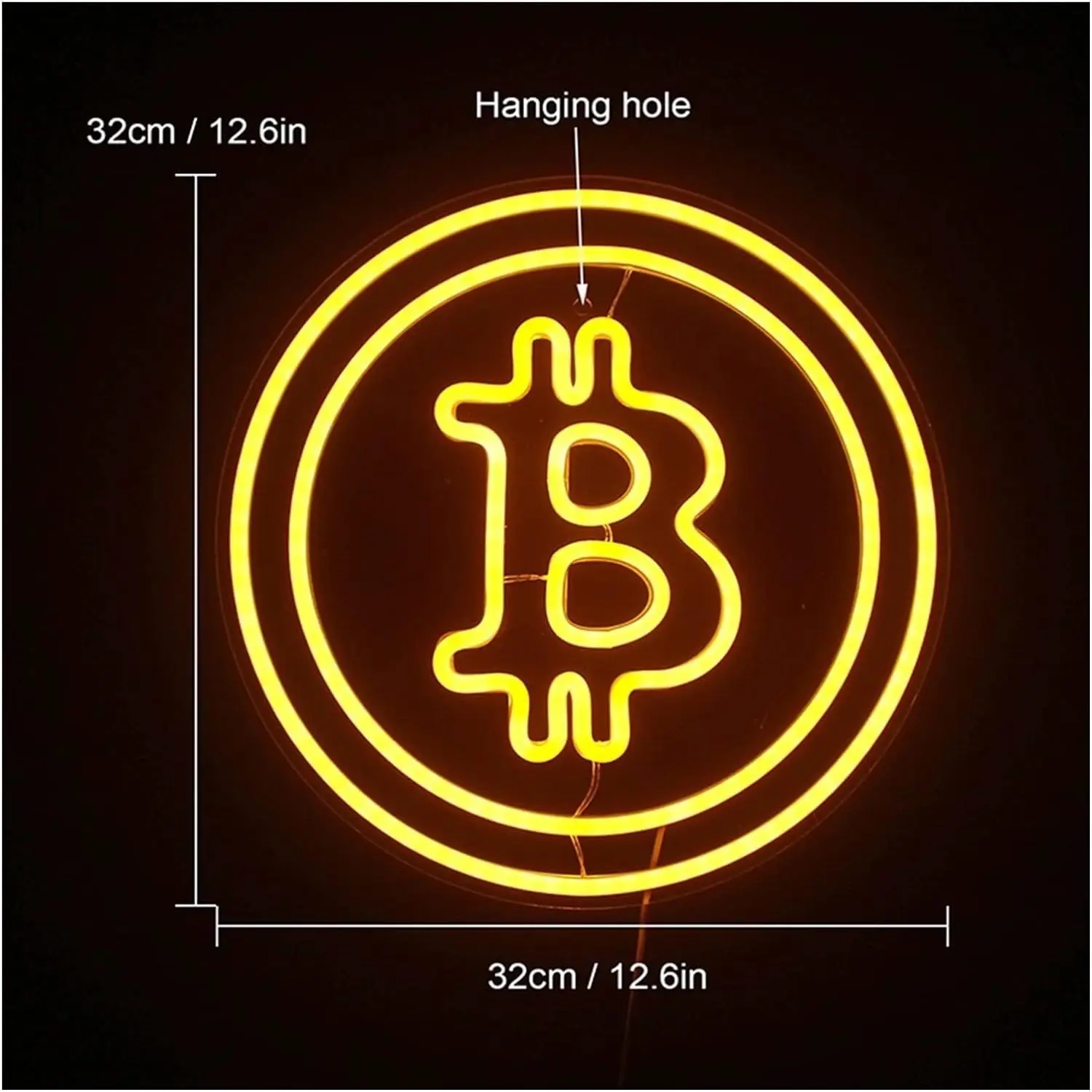 Bitcoin Neon Sign, Neon Wall Decoration with Dimmer Switch, USB-powered, LED Neon Light Sign for Bars, Parties, Restaurants