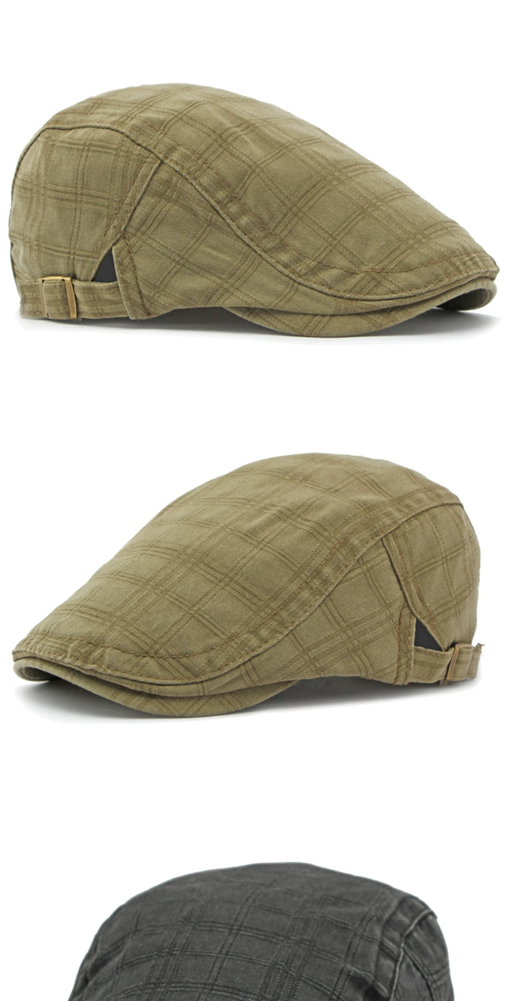 HT4239 Baskenmütze für Alle Jahreszeiten Baumwolle Ivy Flat Cap Damen Vintage Künstler Maler Baskenmütze Herren Unisex Kariert Verstellbare Herren-Baskenmützen – Detail 9