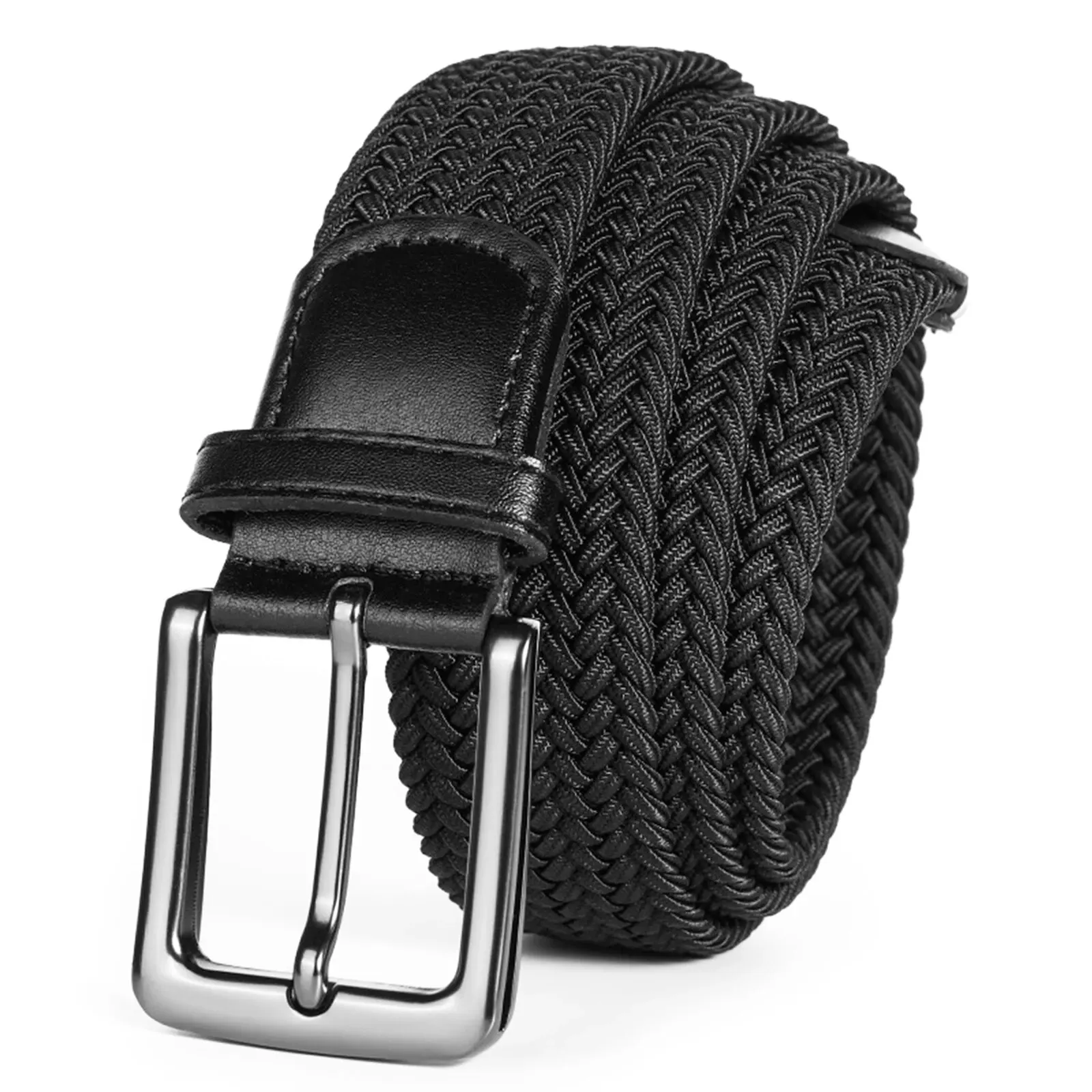 Men\'s Stretch Belts Elastic Braided 1 Pack, Woven Belt Men for Golf Casual Pants Shirts Jeans Comfortable