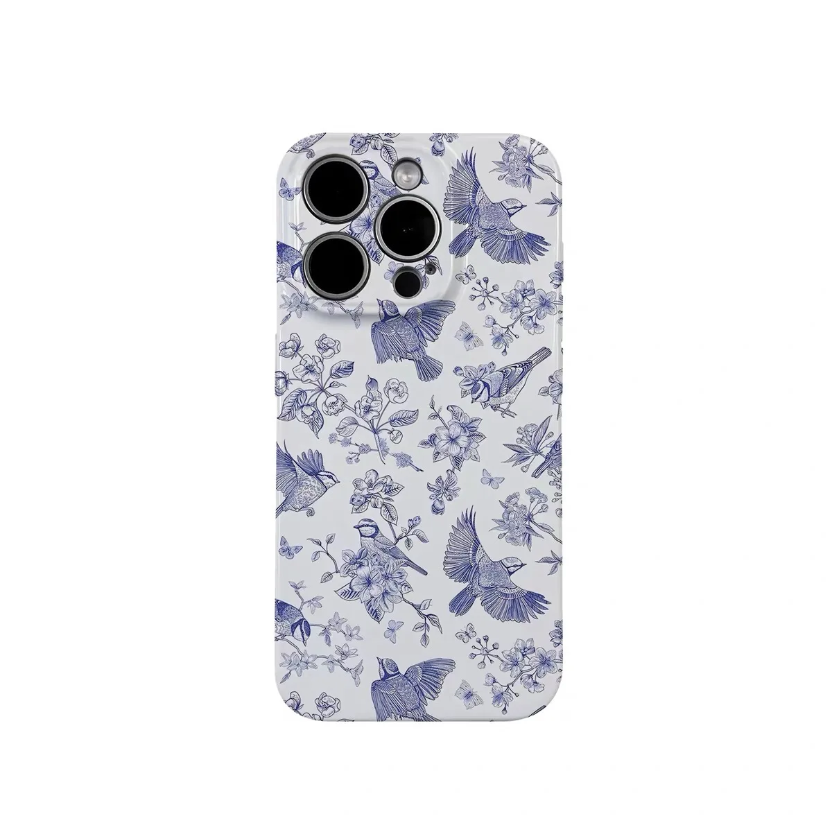

Ins Blue Floral Bird Painting Case for IPHONE 17 16 ProMax 15 14 Plus 13 12 MINI 11 PRO 16Plus XR XS MAX SE Acrylic Phone Cover