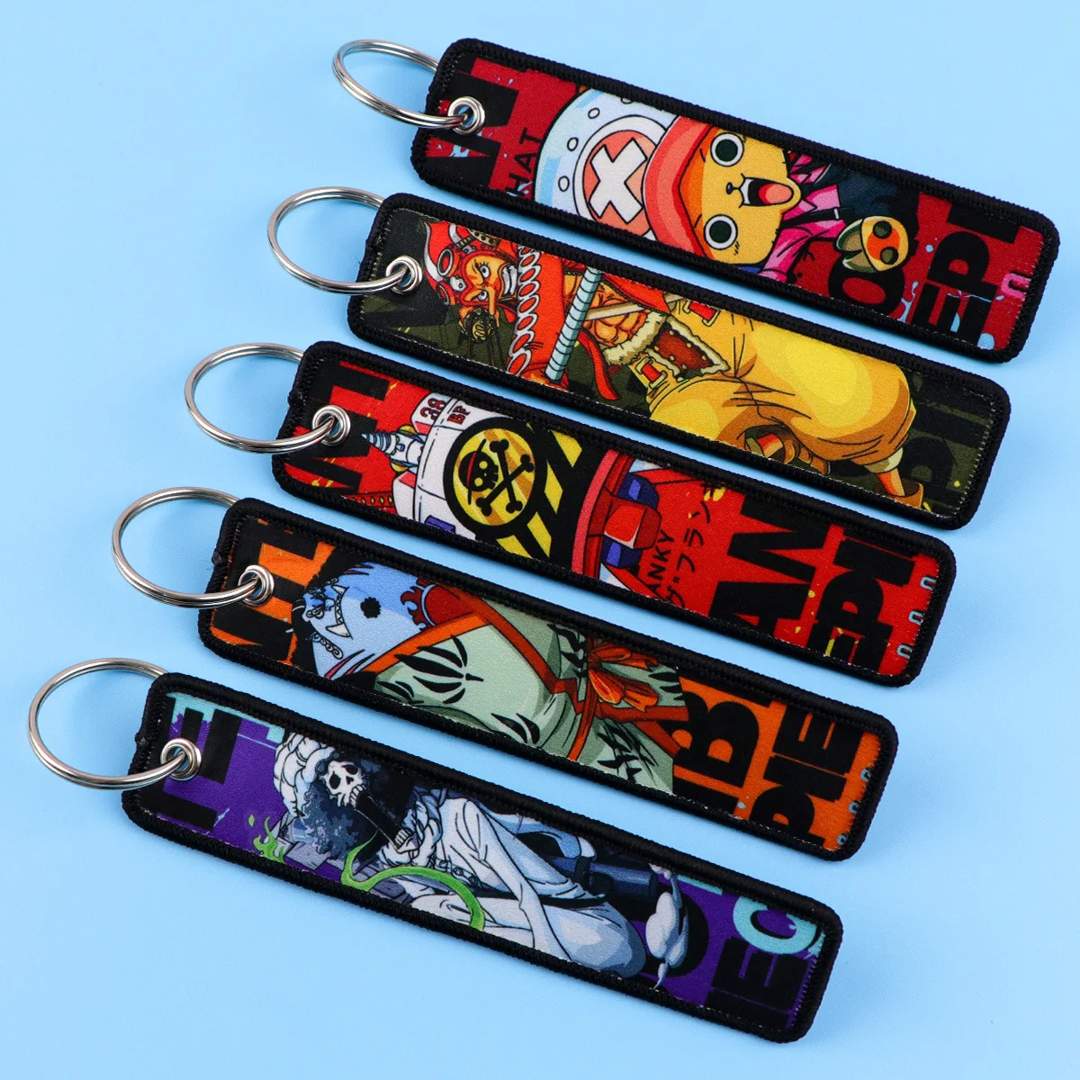 Anime One Piece Embroidery Key Fobs Manga Key Tags Keychains for Women Men Car Keyring Cosplay Accessories Chaveiro Fans Gift - view 2