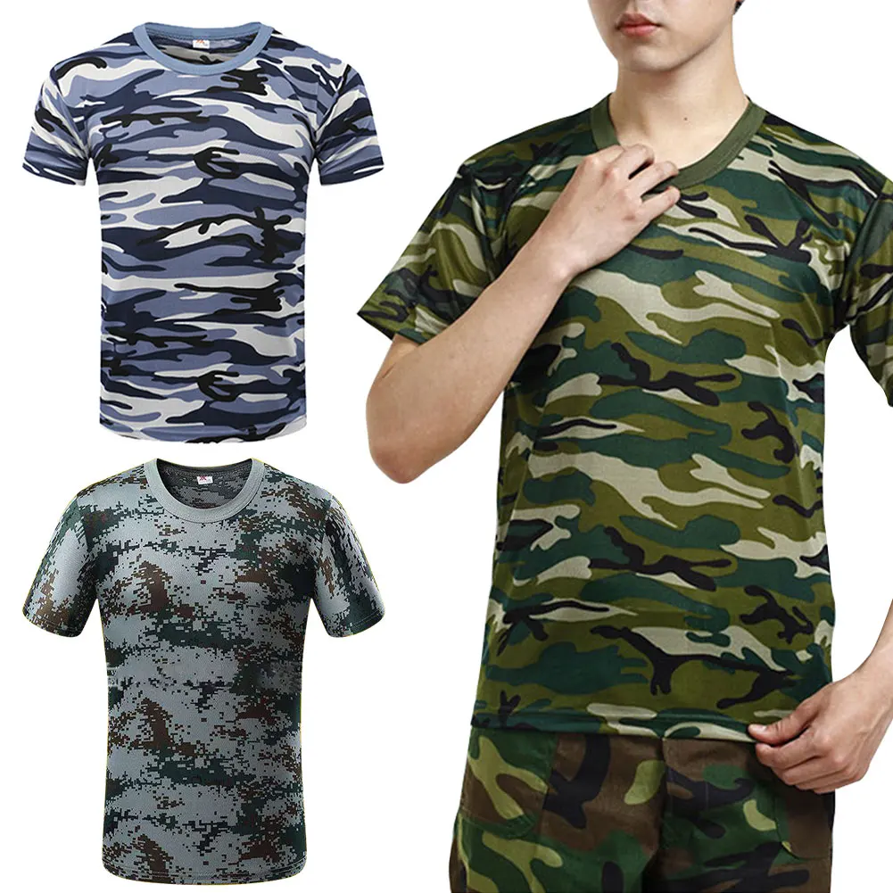 Camouflage Tactical Shirt Short Sleeve Men's Quick Dry Combat T-Shirt T Shirt Camo Outdoor Hiking Hunting Shirts