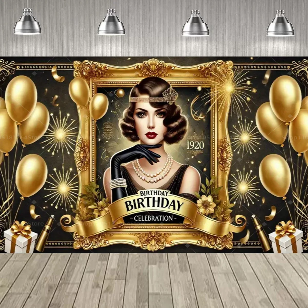 The Great Gatsby-Thema, Party-Dekoration, Hintergrund, 1920er Jazz-Alter, Retro-Schwarz-Gold, Party-Dekoration, Banner, Partyzubehör – Detail 7