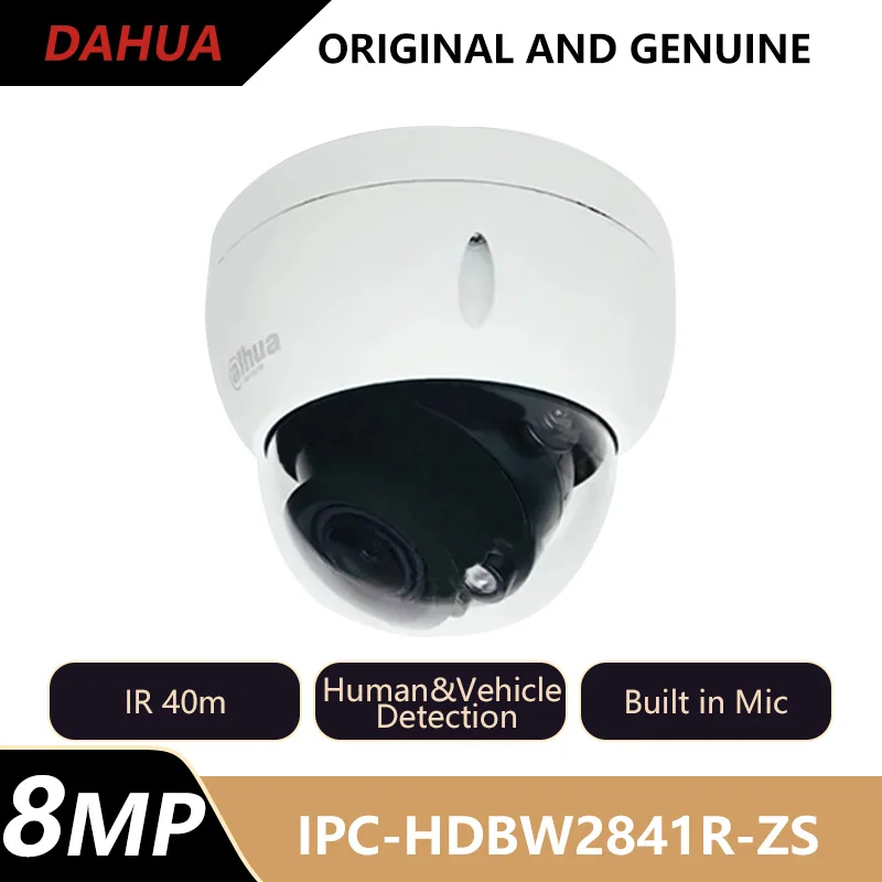 

Dahua 8MP IR Vari-focal Dome IP Camera Human&Vehicle Detection Built-in Mic WDR PoE IP67 Security Protection IPC-HDBW2841R-ZS
