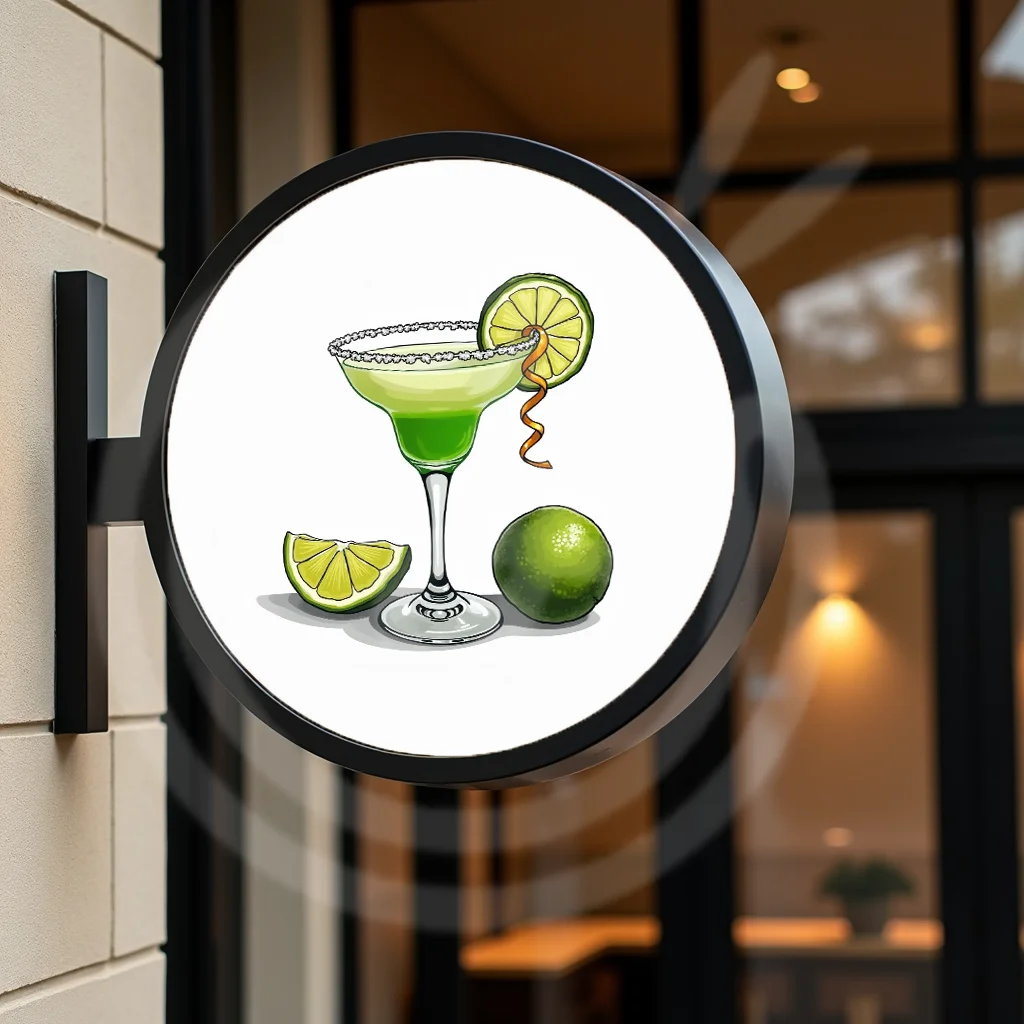 Custom Cocktails Round Acrylic LED bars Light Box for Storefront Waterproof Double Sided Outdoor Business Signage Wall Mounted