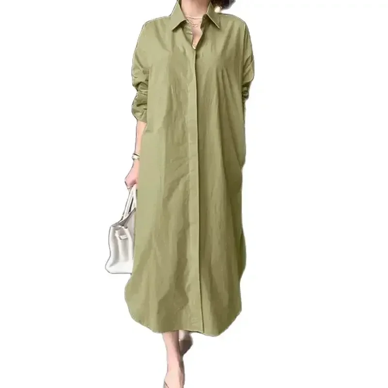 Plus Size Women\'s Shirt Neck Dresses Foreign Trade Solid Color Casual Dress Tank 2022 robe été femme 2022