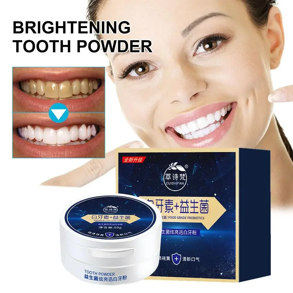 

Heallor 50g Teeth Whitening Powder Tooth Care Dental Teeth Tools Cleaning Oral Natural Toothbrush Hygiene Powder Probiotic Tooth