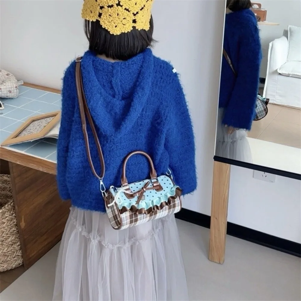 

Повседневная милая сумка-кроссбоди в стиле Лолита с бантом, кружевной отделкой и рюшами, сумка-подушка, шикарная сумка-тоут в горошек для детей, подарок