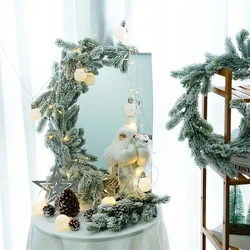 6.23ft Artificial Plants Christmas Garland Wreath Xmas Home Party Wedding Decoration Pine Tree Rattan Hanging Ornament