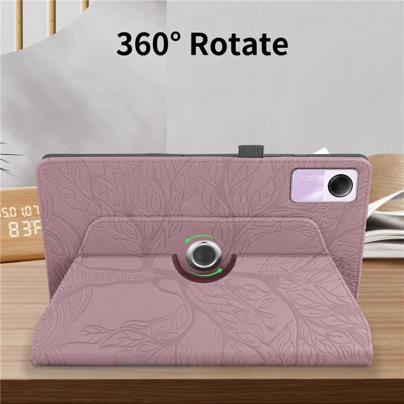 PU Leather Stand Cover para Xiaomi Redmi Pad, Tablet Cover, Árvore Em Relevo, Rotação 360, 10.61 Polegada