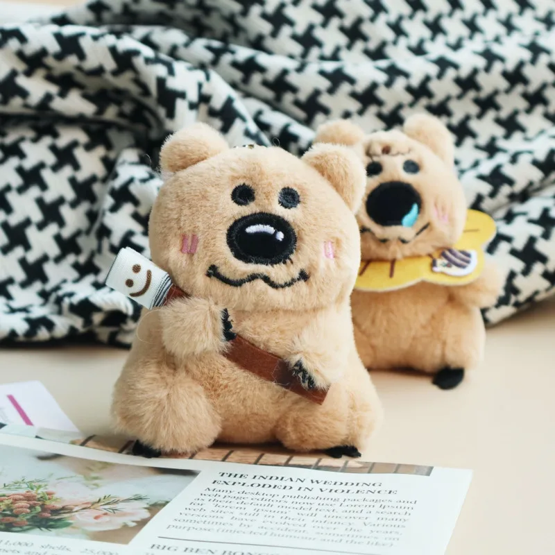 Nuovo simpatico orso peluche bambola ciondolo portachiavi cartone animato carino morbido campana pepe orso bambola coppia ciondolo decorazione regali