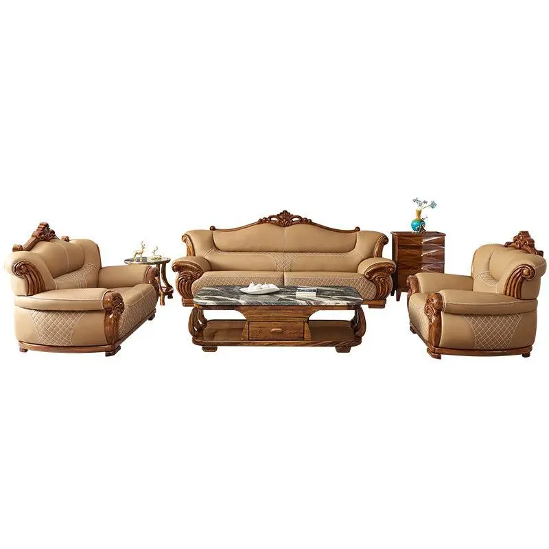 European-style first-layer cowhide sofa combination, villa sofa