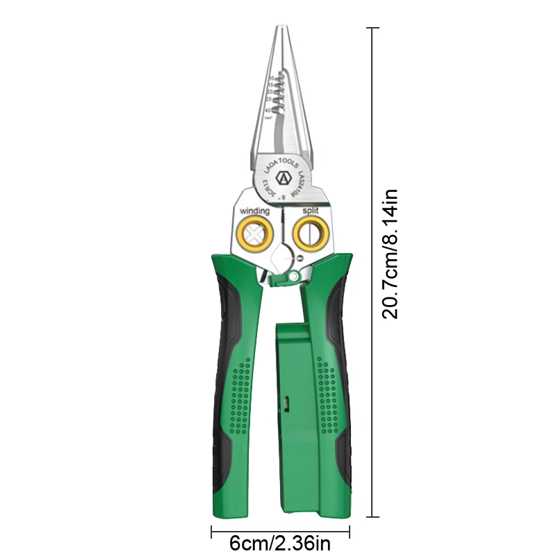 LAOA 다기능 와이어 스트리핑 플라이어, 전기 케이블 절단 단자 압착 분할 와인딩 라인 수공구, 8 in 1