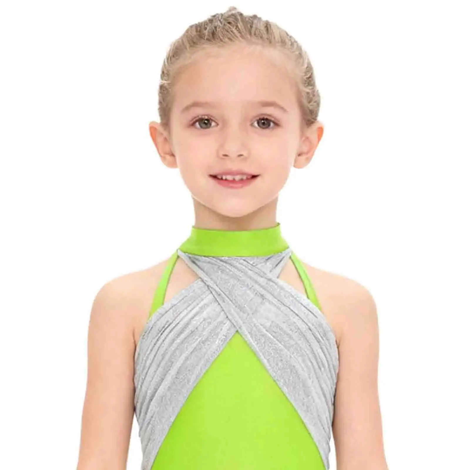 Kinderen Meisjes Backless Mesh Overlay Ballet Warm-up Dansvoorstelling Turnpakje Mouwloos Kant Pailletten Ballet Stage Dance Outfits