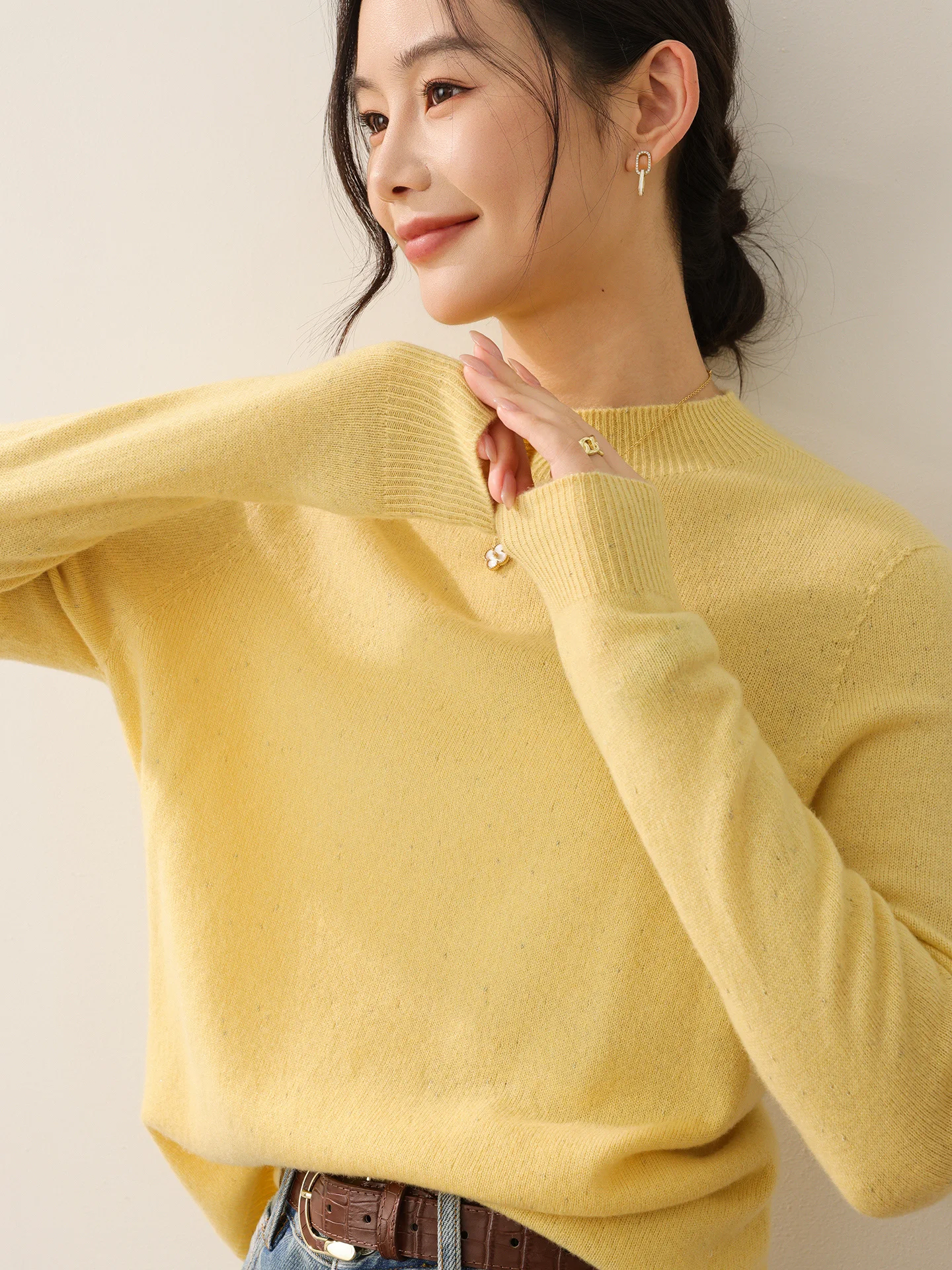 

Women 100% Merino Wool Pullover O-neck Casual Solid Color Sweater Warm Soft Skin Friendly Top Knit Thick Autumn Winter Clothing