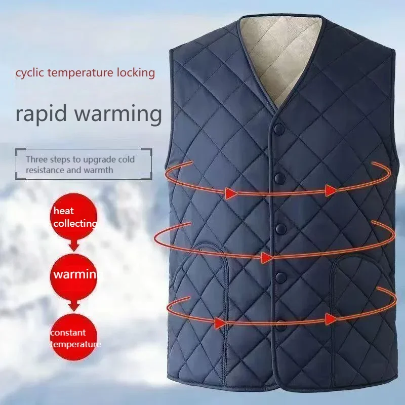 Heren Verdikte Vesten Herfst Winter Gelaagdheid 2025, Veelzijdige Casual Bovenkleding Vest Heren Kraagloos Fleece Gevoerd Vest
