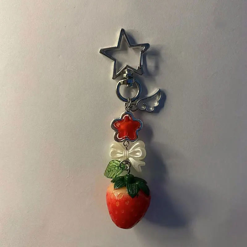 Handmade Strawberry Cake Phone Charm Food Keychain