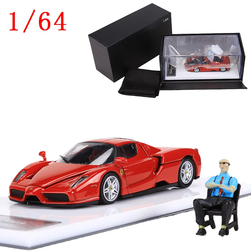 Diecast Model Car King Model 1/64 Ferrari Enzo Car Mode Ferrari with Doll Play Vehicles Toys for Boys