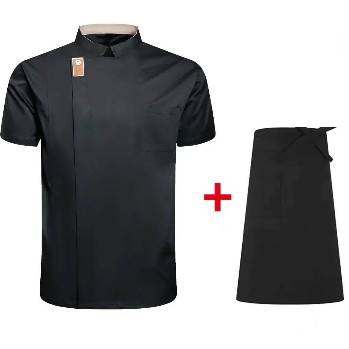 Casaco curto de trabalho sólido para homens e mulheres, roupa de chef, jaqueta de restaurante e cozinheiro, manga comprida, padaria e cozinha, mais novo