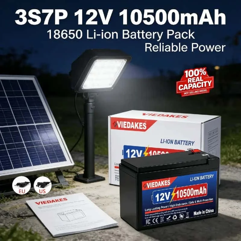 

100% Real Capacity 12V LiFePO4 Battery 10500mAh Large Capacity Lithium Battery Pack Camping Travel Power Supply