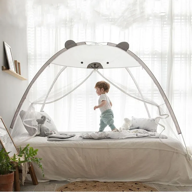 Foldable Bottomless Yurt Children's Mosquito Net Free Installation Baby Mosquito Net Single Door Double Door Crib Mosquito Net