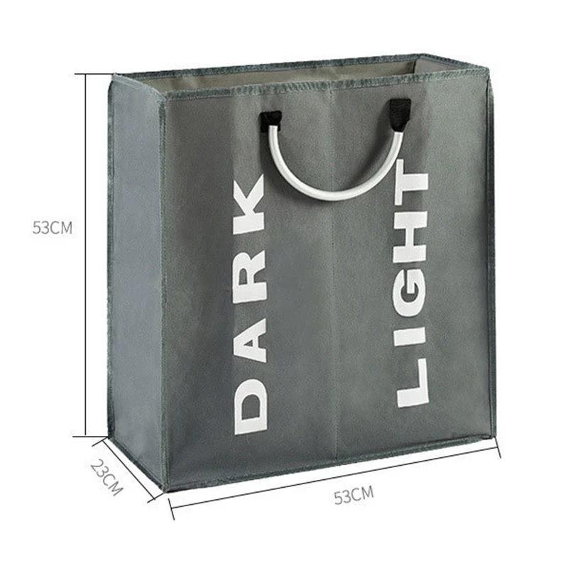 Foldable Laundry Basket Double Grid Laundry Storage Basket Household Folding Laundry Bag Dirty Clothes Laundry Basket