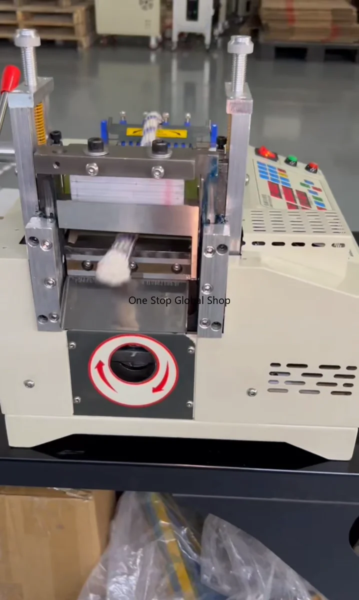 Webbing Cutting Machine, Automatic Hot and Cold Tape Cutter for Elastic Band Ribbon Zipper, 500W Fabric Cutter with LCD Display