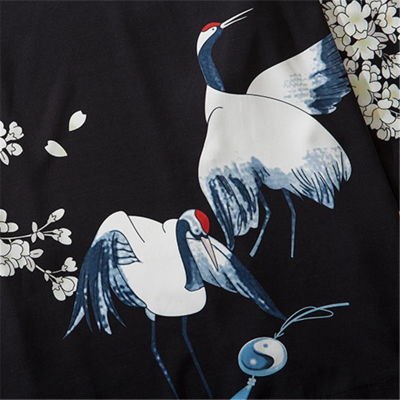 بلوزة كيمونو سوداء عصرية جديدة لعام 2025 للنساء والرجال ملابس فضفاضة هاراجوكو يابانية للجنسين كيمونو للشاطئ #4