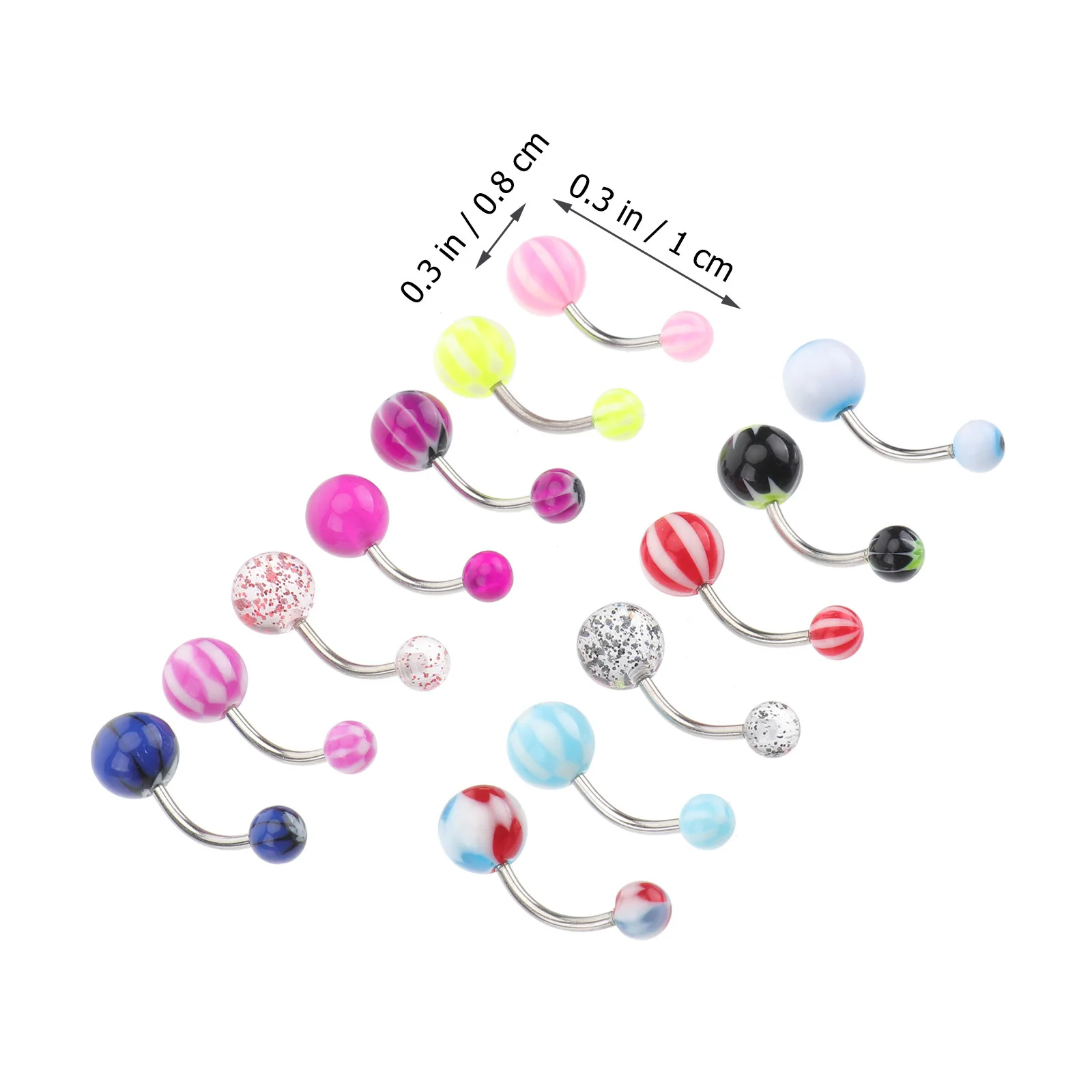 100 قطعة من حلقات ثقب السرة الأنيقة، مجوهرات خفيفة الوزن ومريحة للبطن، مثالية لتزيين الجسم، تصميم عصري على شكل بار