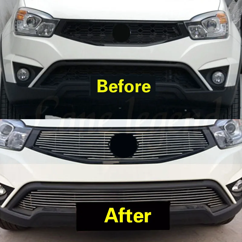 For SsangYong Korando 2011-2015 High Quality Stainless Steel Modification Car Front Grille Racing Grills Grill Cover Body Kit