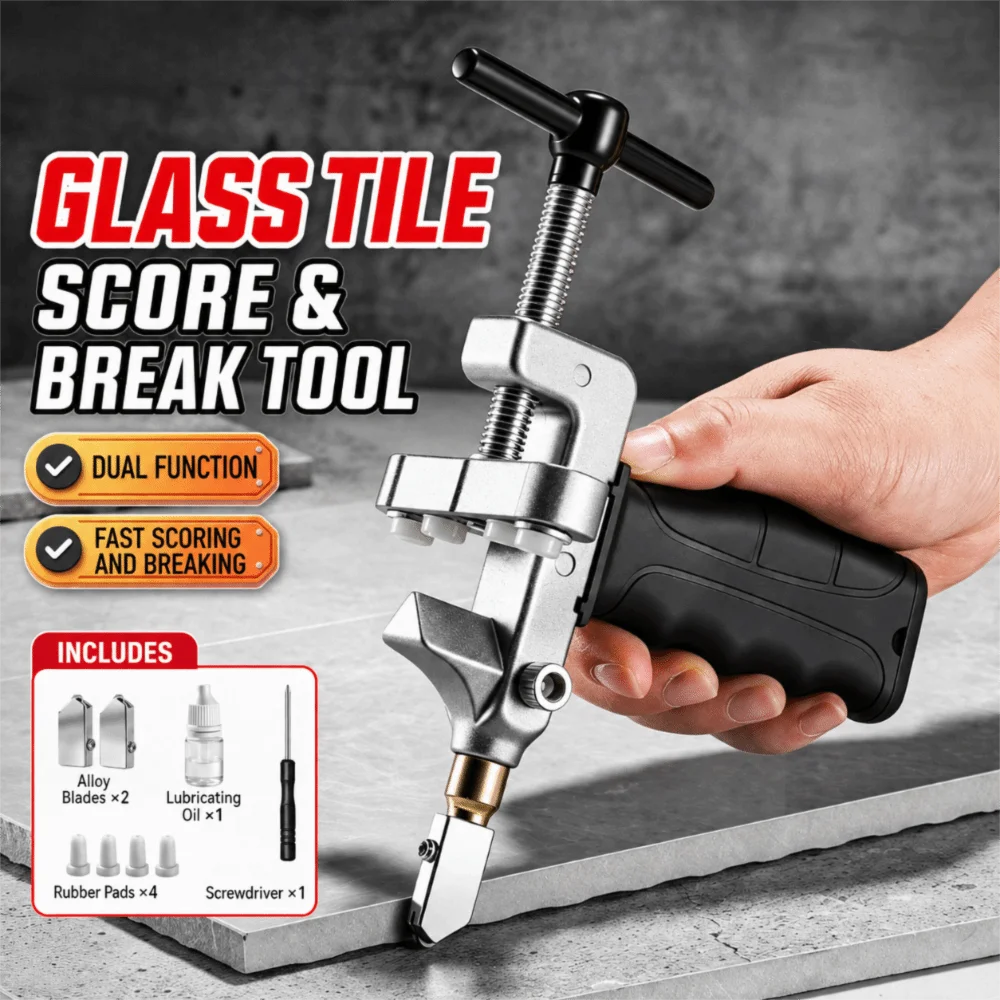 Hand Held 2 In 1 Tile Breaker Compact Size High Efficiency Hand Held Kit Fast Cut Craft Labor Save Glass Cutting Tool