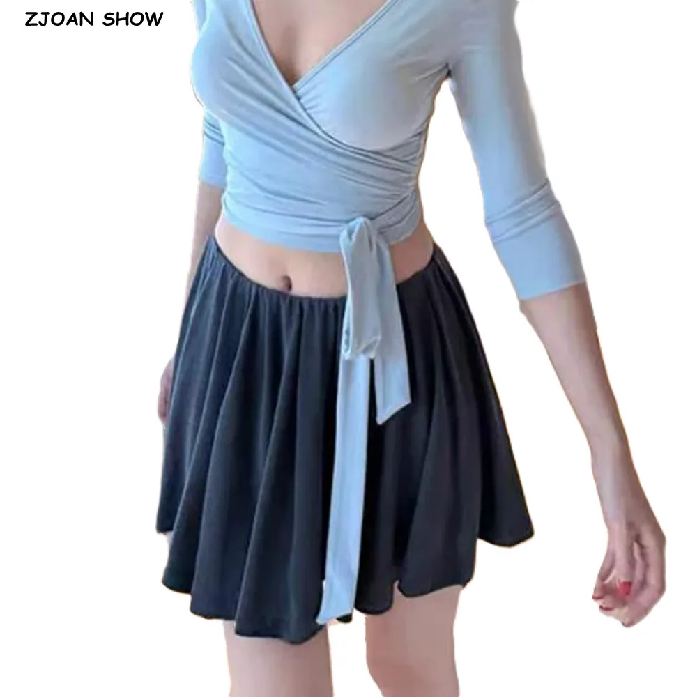 

5 colors Sweet Ballet Girl's Elastic High Waist A-lined Swing Mini Umbrella Skirt with Shorts Lining Women Short Skater Skirts