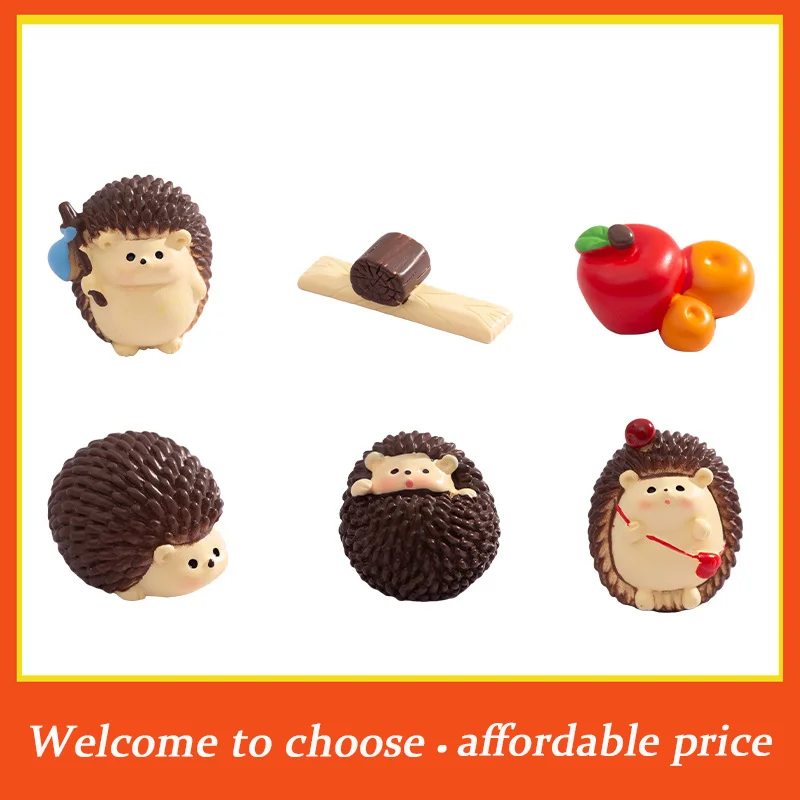 #1pc New Mini Little Hedgehog Ornament Cartoon Animal Micro Landscape Dollhouse Model Car Interior Home Desktop Decoration