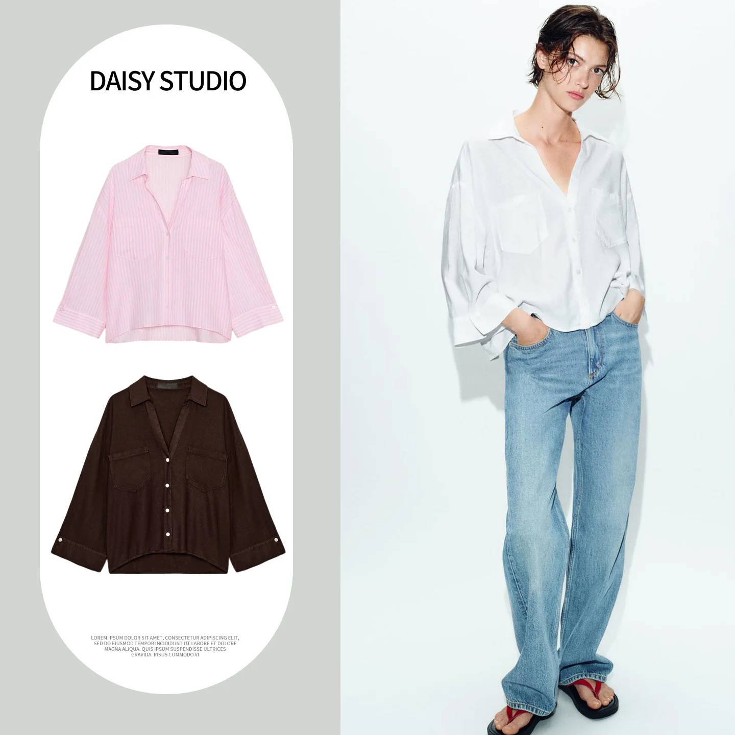 

Spring New Arrival Women's Shirt Single Button Long Sleeve Turn-down Collar Asymmetrical Hem Striped Drapey Polyester Casual ...