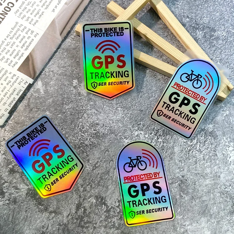 Reflective GPS Tracking Warning Sticker, Waterproof Laser Vinyl Decal for Road Bike Frame Top Tube Safety Decoration