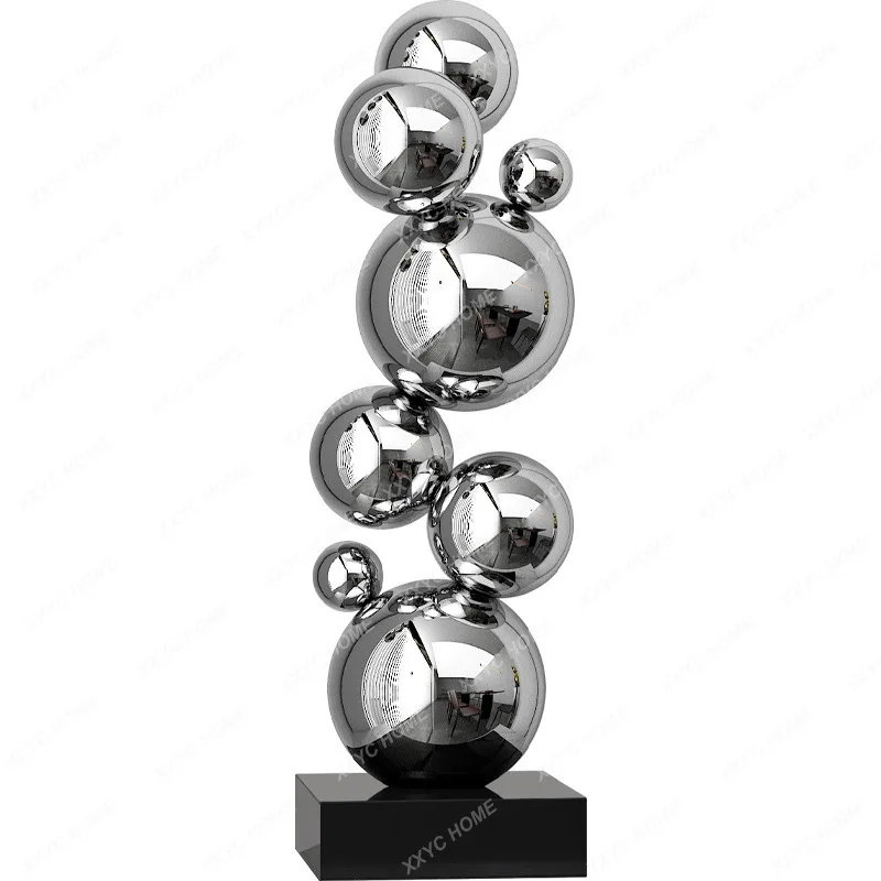 

ML Light luxury high-grade stainless steel geometric ornament home living room TV cabinet model room decoration