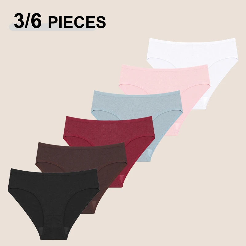 3/6PCS Cotton Panties Women Briefs Jacquard Design Women Cotton Panties Sexy Female Underpants Solid Color Intimate Lingerie