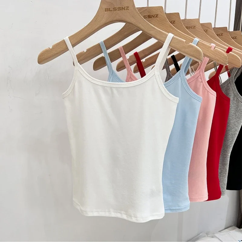 

2025 женская летняя тонкая нижняя рубашка Y2K, женская однотонная тонкая майка на подтяжках, летняя мода, повседневные укороченные топы