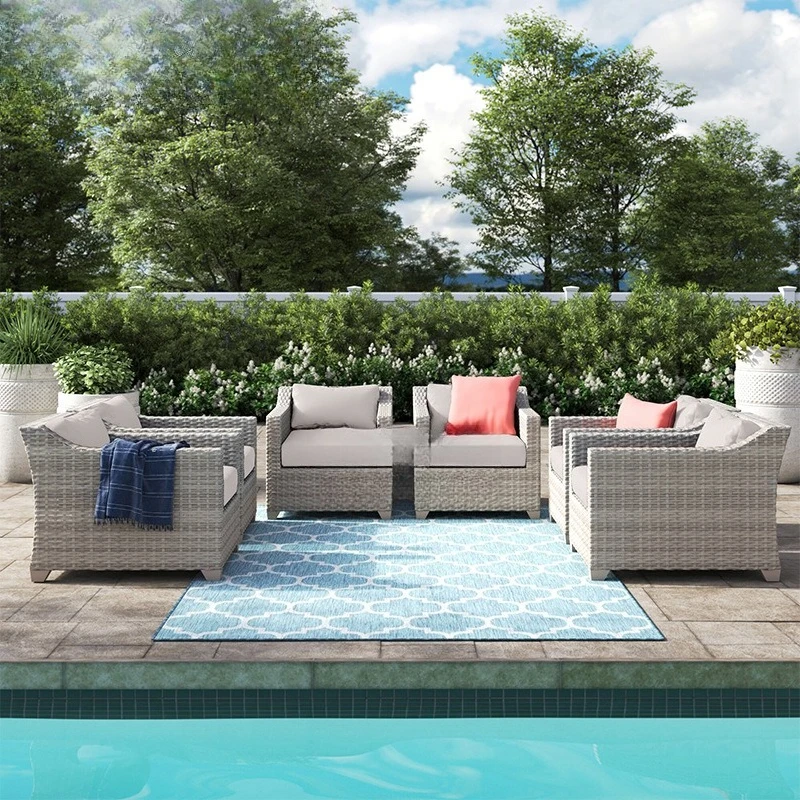 

Outdoor sofa courtyard terrace outdoor sun room sun protection waterproof garden bed and breakfast leisure rattan rattan sofa